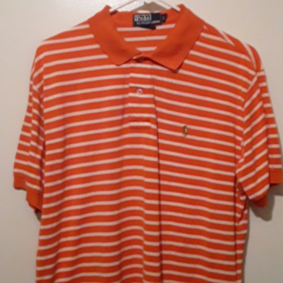 Orange and White striped Polo shirt - Picture 1 of 3